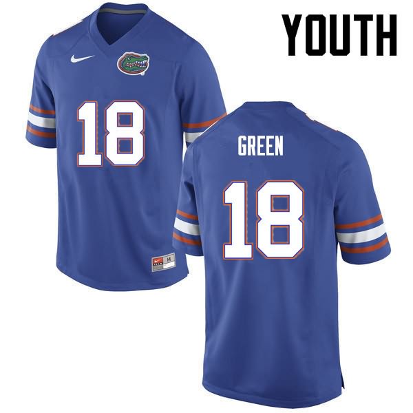 Youth NCAA Florida Gators Daquon Green #18 Stitched Authentic Nike Blue College Football Jersey YRN8165TG